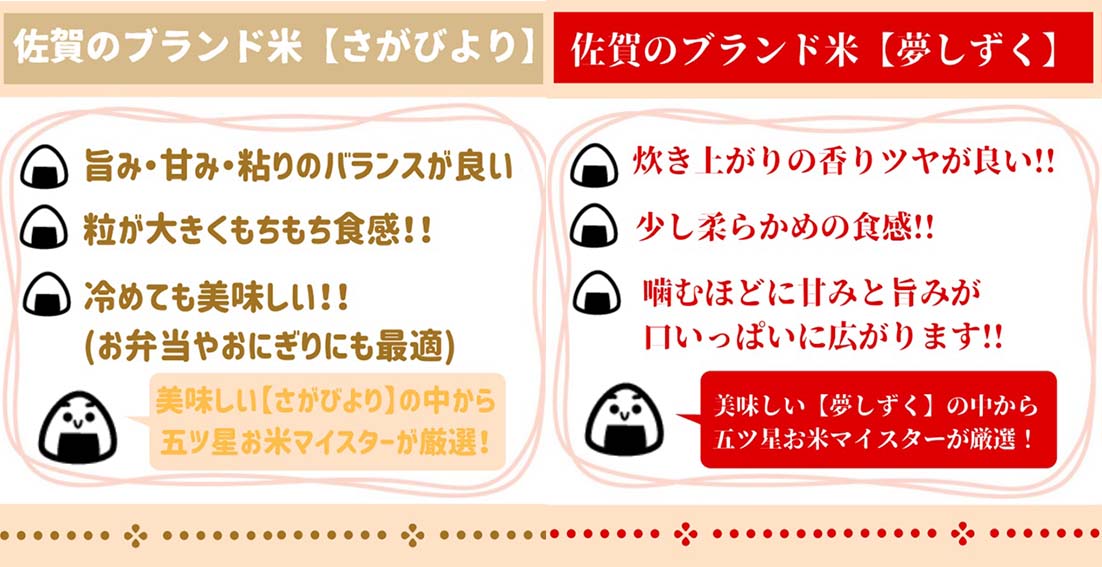 CI755_五つ星お米マイスター厳選！白米食べ比べ！【５回定期便】さがびより３ｋｇ・夢しずく３ｋｇ