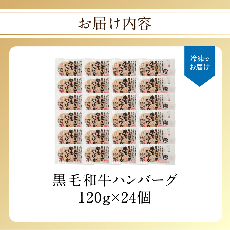 【最速配送】中山牧場 ハンバーグ 24個 ／ 120g×24個 ハンバーグ 味付き 黒毛和牛 牛肉 肉 弁当 おかず 惣菜 簡単 調理 お手軽 時短 焼くだけ 国産 佐賀県 玄海町 冷凍
