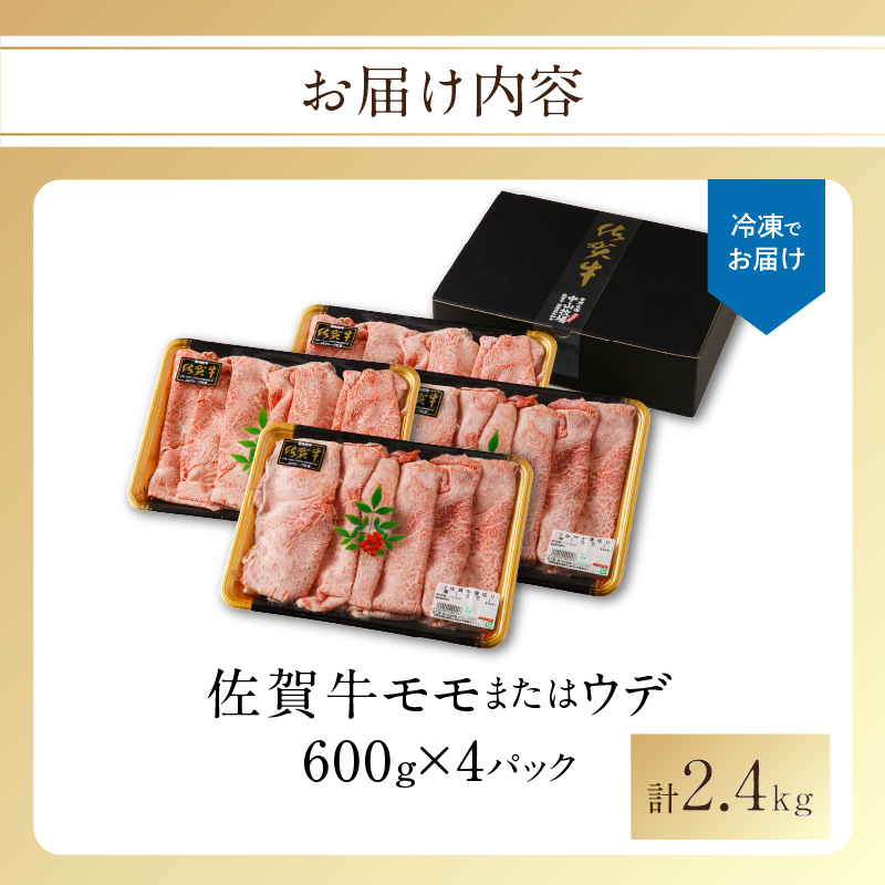 佐賀牛赤身スライス（600ｇ×4パック　計2.4kg）（10月配送）