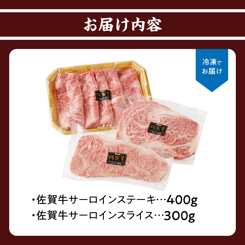 佐賀牛サーロインステーキ400g＆佐賀牛サーロインスライス300gセット