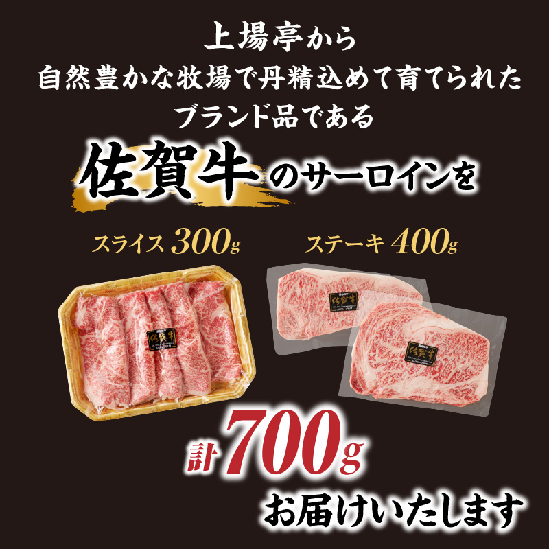 佐賀牛サーロインステーキ400g＆佐賀牛サーロインスライス300gセット