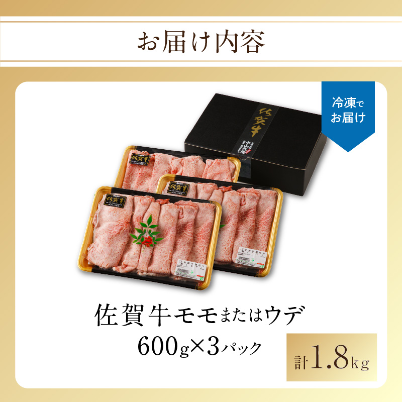 佐賀牛赤身スライス（600ｇ×3パック　計1.8kg）（11月配送）