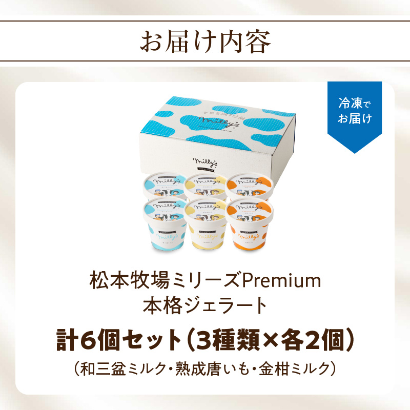 松本牧場ミリーズPremium　本格ジェラート＆シャーベット（6個）