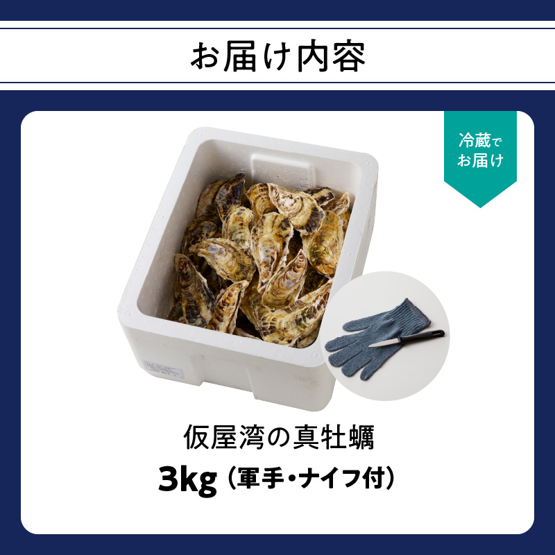 仮屋湾の真牡蠣 3kg【殻付き】（1月配送）