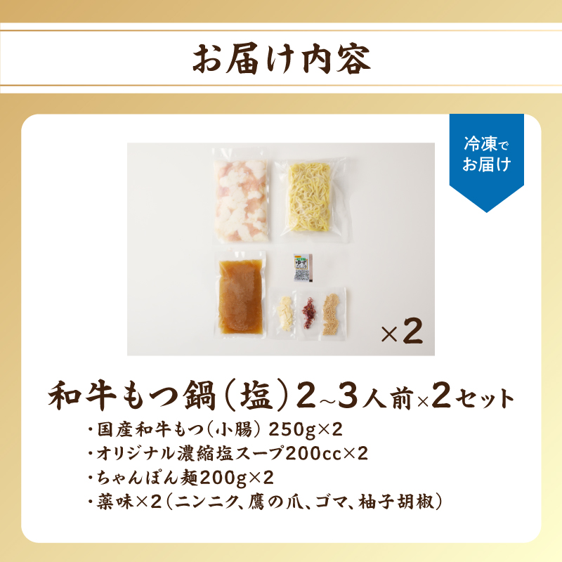 食工房すいぐん和牛もつ鍋（塩）2〜3人前×2セット