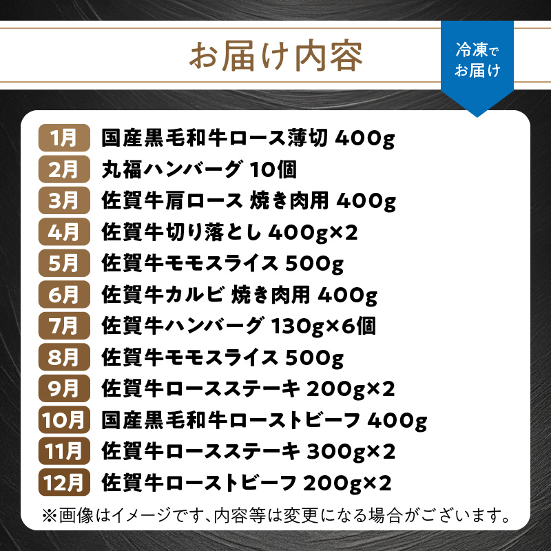 【特撰】佐賀牛・県産和牛　極味肉定期便 （毎月1回　計12回お届け）