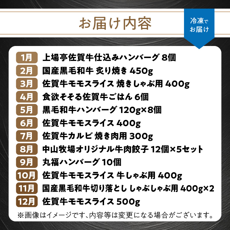 【上撰】佐賀牛・県産和牛　極味肉定期便（毎月1回　計12回お届け）