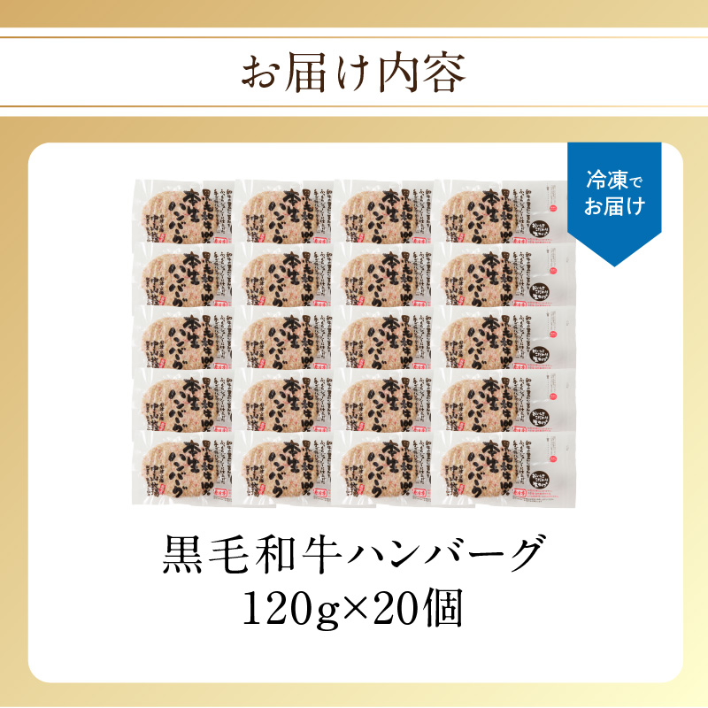 【最速配送】中山牧場 ハンバーグ 20個 ／ 120g×20個 ハンバーグ 味付き 黒毛和牛 牛肉 肉 弁当 おかず 惣菜 簡単 調理 お手軽 時短 焼くだけ 国産 佐賀県 玄海町 冷凍