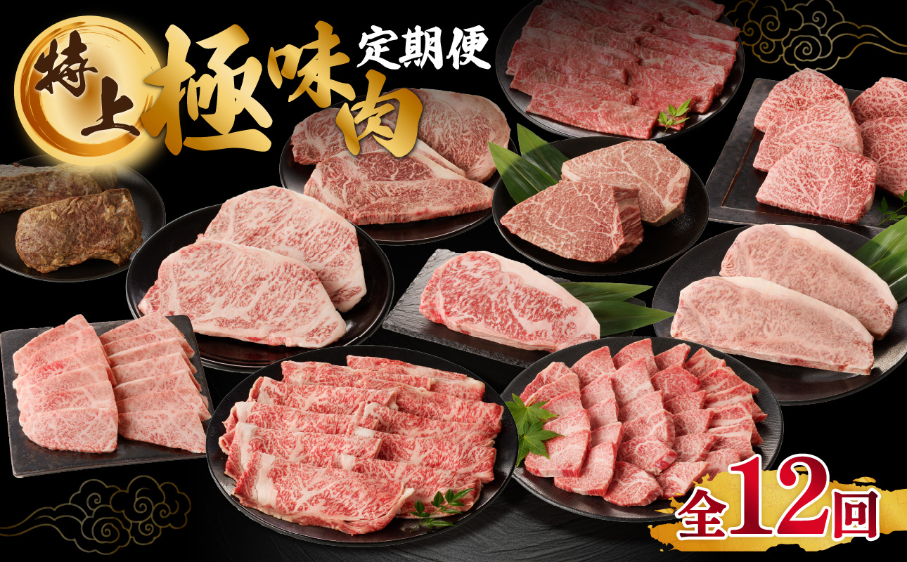 【特上】佐賀牛　極味肉定期便（毎月1回　計12回お届け）／ 定期便 佐賀牛 黒毛和牛 国産 モモ スライス 薄切り ロース ステーキ ヒレ サーロイン カルビ ローストビーフ しゃぶしゃぶ すき焼き 焼肉 牛肉 肉 A5 A4 セット 佐賀県 玄海町