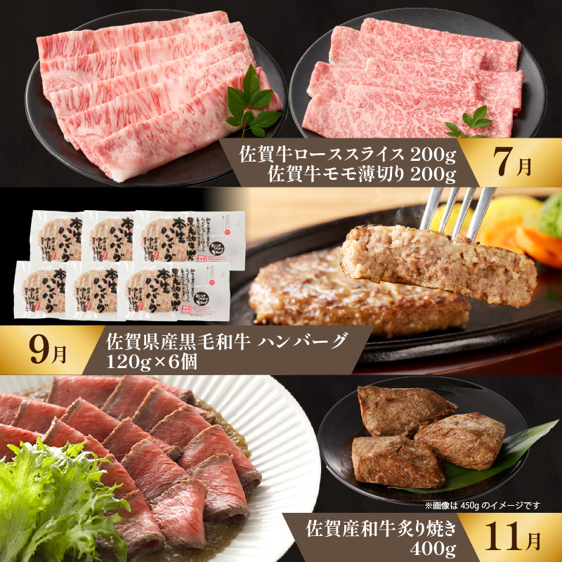 【定期便6回（奇数月）】中山牧場 厳選ギフト定期便 ／ 佐賀牛 肩 ロース モモ 霜降り 赤身 炙り焼き スライス 薄切り 切り落とし すき焼き しゃぶしゃぶ カレー ハンバーグ 佐賀産和牛 黒毛和牛 牛肉 肉 定期便 セット A5 A4 冷凍 国産 佐賀県 玄海町