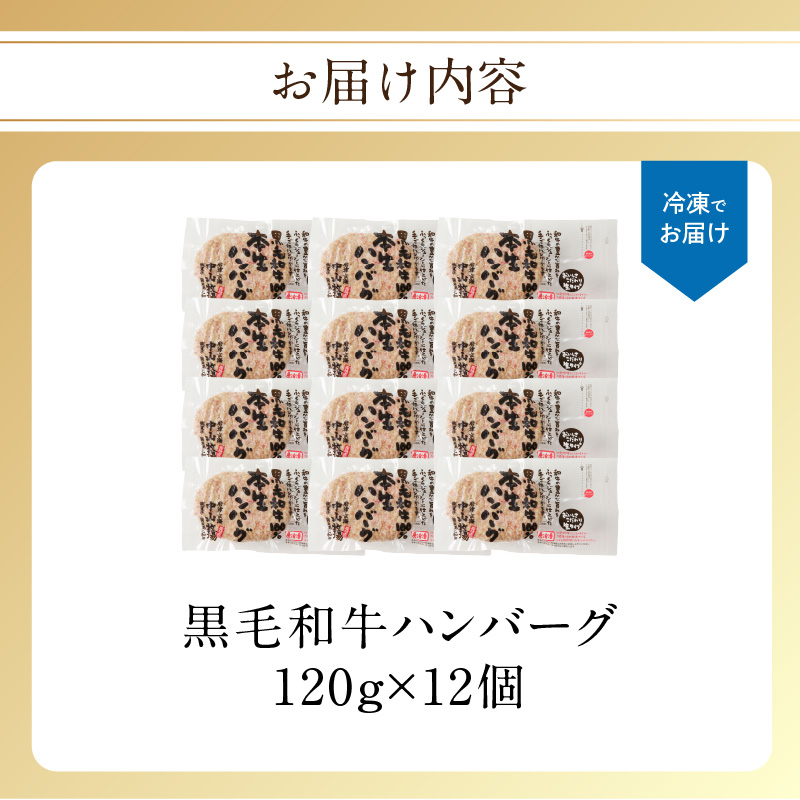 【最速配送】中山牧場 ハンバーグ 12個 ／ 120g×12個 ハンバーグ 味付き 黒毛和牛 牛肉 肉 弁当 おかず 惣菜 簡単 調理 お手軽 時短 焼くだけ 国産 佐賀県 玄海町 冷凍