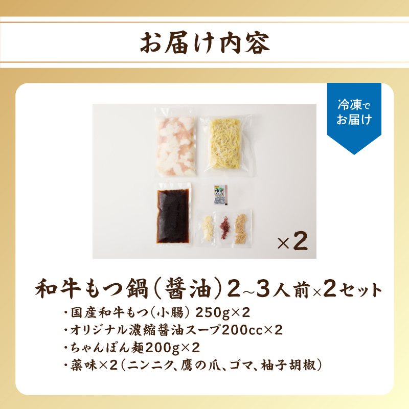 食工房すいぐん和牛もつ鍋（醤油）2〜3人前×2セット