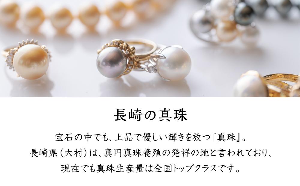 【AB791】あこや真珠（７.５ｍｍ珠）ダイヤ入りデザインピアス／Ｋ１８ＷＧ