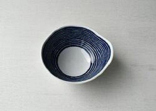 【AB403】【波佐見焼】φ約１３cmとんすい小鉢５個組藍染駒筋 【西海陶器】 ５　32548