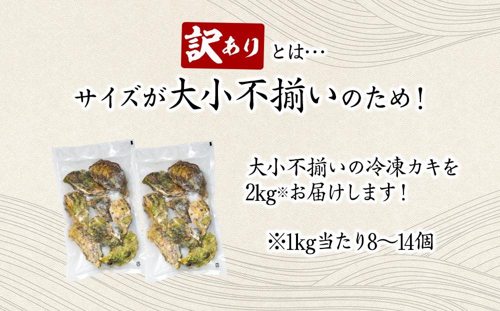 年内発送　【訳あり】長崎県産 冷凍 カキ 2kg（1kg×2袋）(シェルナイフ付)