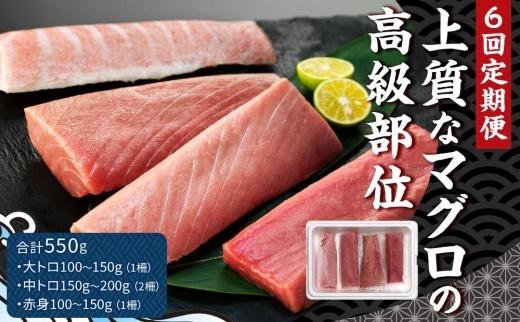 【6回定期便】本マグロセット 計550g（大トロ・中トロ・赤身セット）