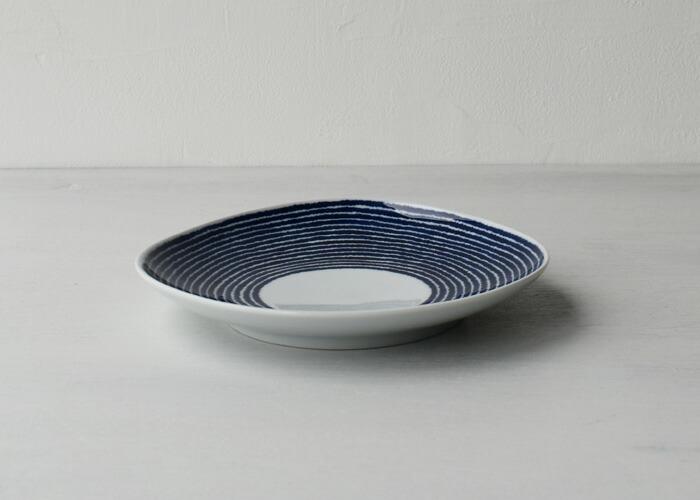 【AB399】【波佐見焼】φ２０.５×３.５cm多用皿５枚組藍染駒筋 【西海陶器】 ５　32564