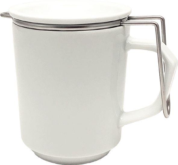 【AB364】【波佐見焼】茶こしと蓋付きのマグカップ　白無地  【西海陶器】 １ 19443