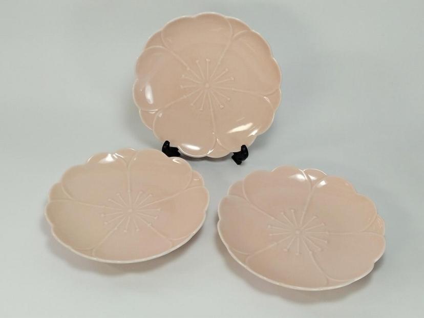 【波佐見焼】φ１６ｃｍの取り皿３枚組 桃釉 【西海陶器】３ １２０９６