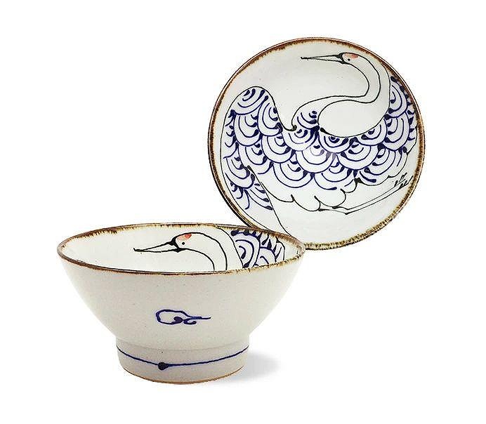 【波佐見焼】　手描きのクラワンカ茶碗　鶴 【西海陶器】１ １８１９５