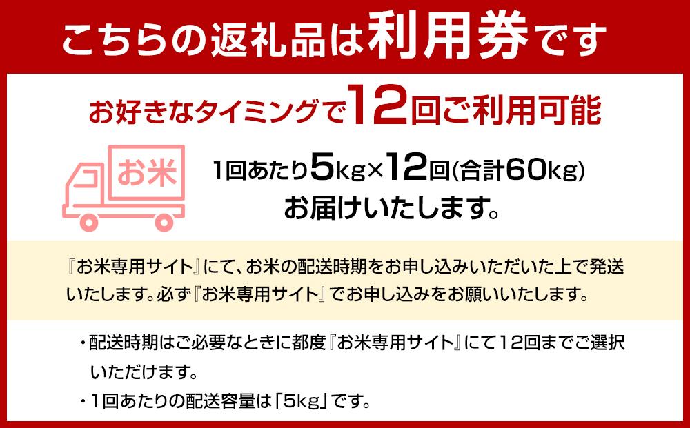 【長崎県産にこまるをお届け】ふるさと納税 らくらくお米便 60kgコース＜12回分回数券＞