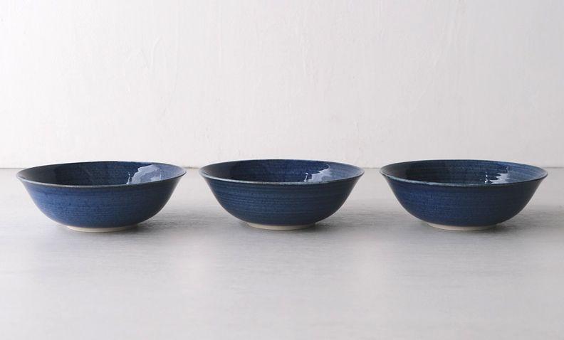 【波佐見焼】φ１４.５cmの軽い小鉢３個組　藍 【西海陶器】 ３　70750