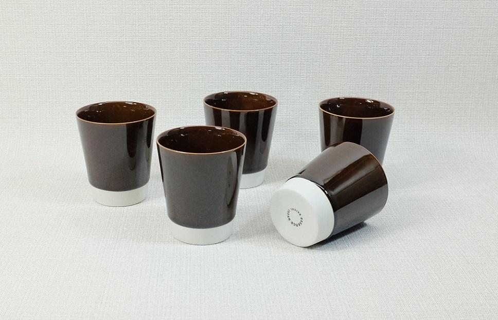 【AB560】【波佐見焼】es cup 飴釉 (M)5個組 【西海陶器】 5　19574