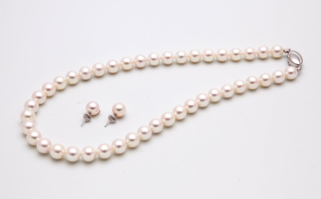 あこや真珠 (8.5－9mm珠) ネックレス & ピアスセット アクセサリー ジュエリー