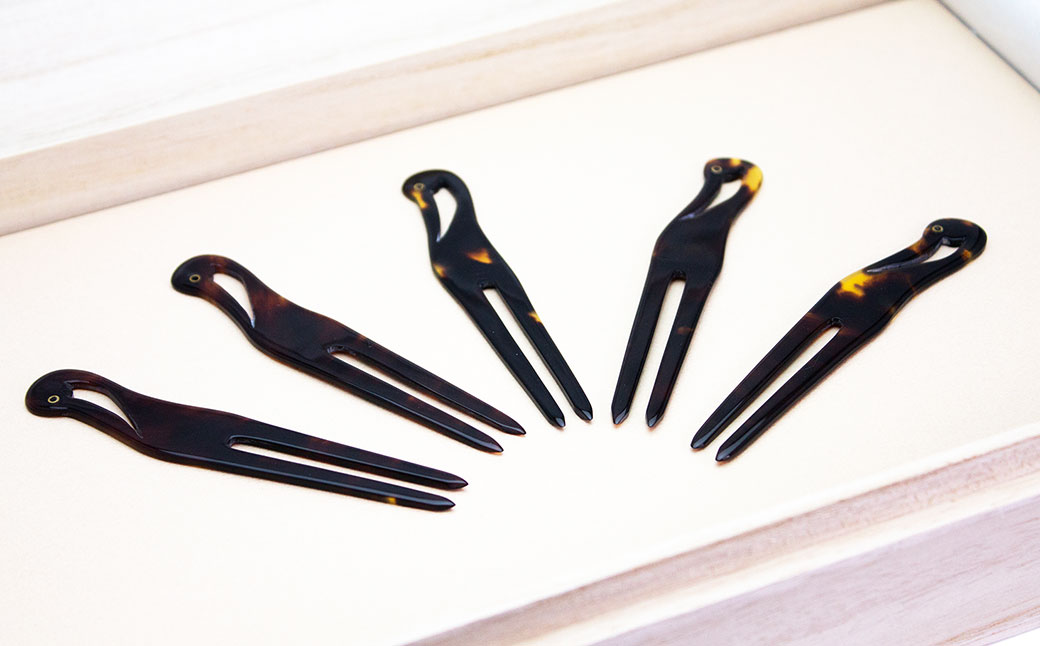 【7営業日以内発送】【限定5】本べっ甲 ツルフォーク 計5本 セット ／ 鼈甲 べっこう べっ甲 フォーク 鶴フォーク 長崎県 長崎市