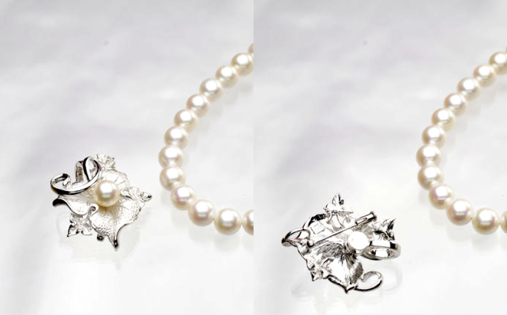 あこや真珠 (8−8.5mm珠) トップ付きネックレス & ピアスセット トップブローチ兼用 ／ ジュエリー アクセサリー パール 長崎県 長崎市 園田真珠