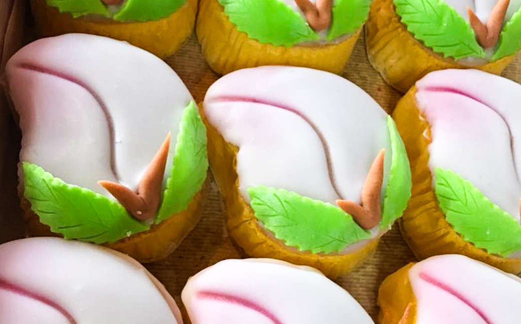 【7営業日以内発送】桃カステラ 5個 ／ 長崎銘菓 御菓子司大竹堂 かすてら 菓子 お菓子 スイーツ デザート 長崎