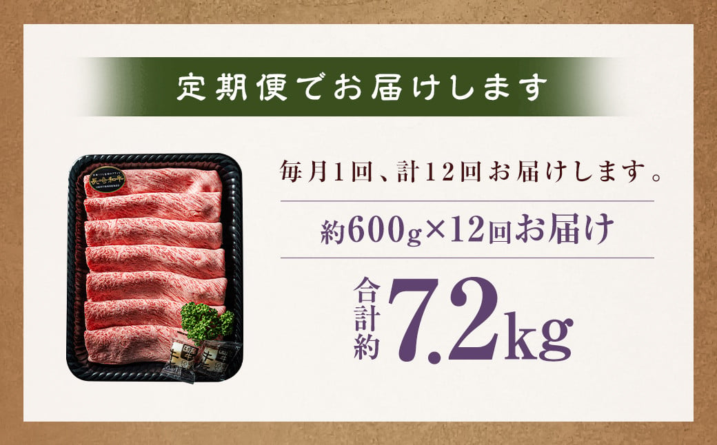 【12回定期便】【A4～A5ランク】長崎和牛肩ロース すき焼き しゃぶしゃぶ用 約600g 国産 和牛 国産牛 お肉