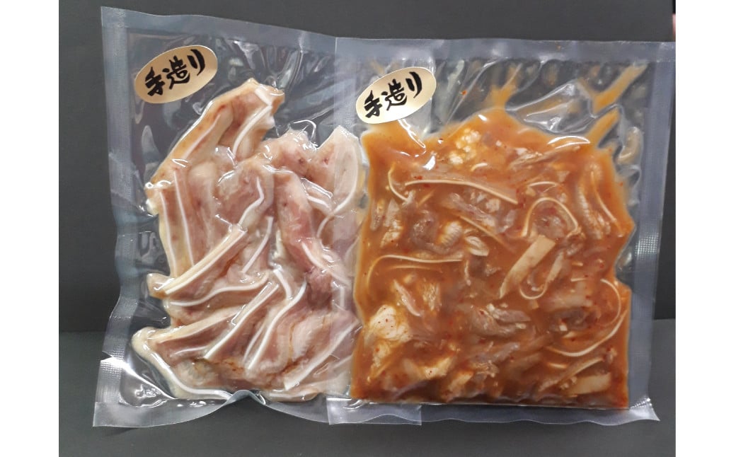 甘辛煮豚足・ミミガーセット ／ 豚足 (辛口・甘口 ) 甘辛ミミガー プレーンミミガー 豚肉 お肉 珍味 おつまみ 真空パック 九州産 長崎県 長崎市