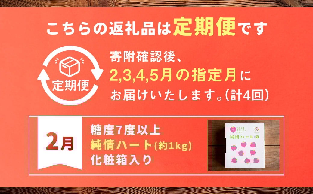 たかしまフルーティトマトの小箱コース 【年4回定期便（2／3月／4月／5月配送）】 ／ 情熱ハート ハートの女王 五月の初恋 合計約4.2kg フルーティートマト フルーツトマト トマト とまと 野菜 やさい