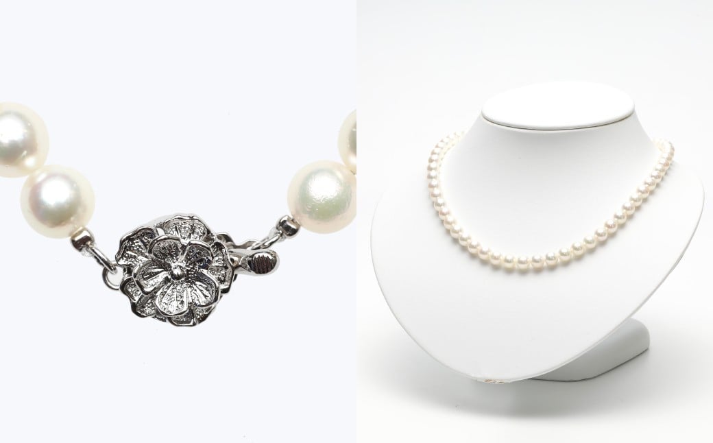 あこや真珠 (7-7.5mm) ネックレス ホワイト系 ラウンド～セミラウンド ／ アクセサリー ジュエリー 宝石 パール 長崎県 長崎市