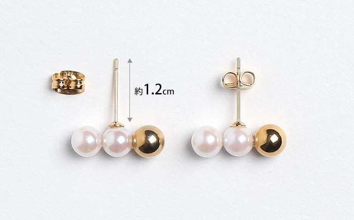 【7営業日以内発送】あこや真珠 ピアス 5.5-6.0mm サージカルステンレス 316L 3連 トリプル パール レディース アクセサリー ゴールド