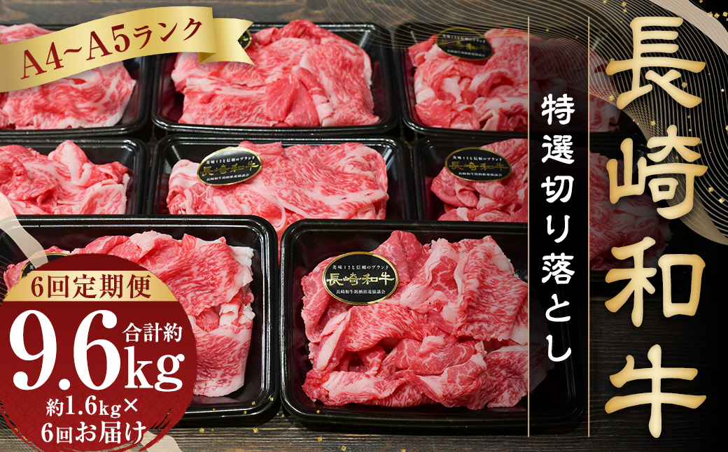 【全6回定期便】【A4〜A5ランク】長崎和牛 特選 切り落とし 約1.6kg (200g×8パック) 牛肉 肉 牛 和牛 国産牛 国産 長崎和牛