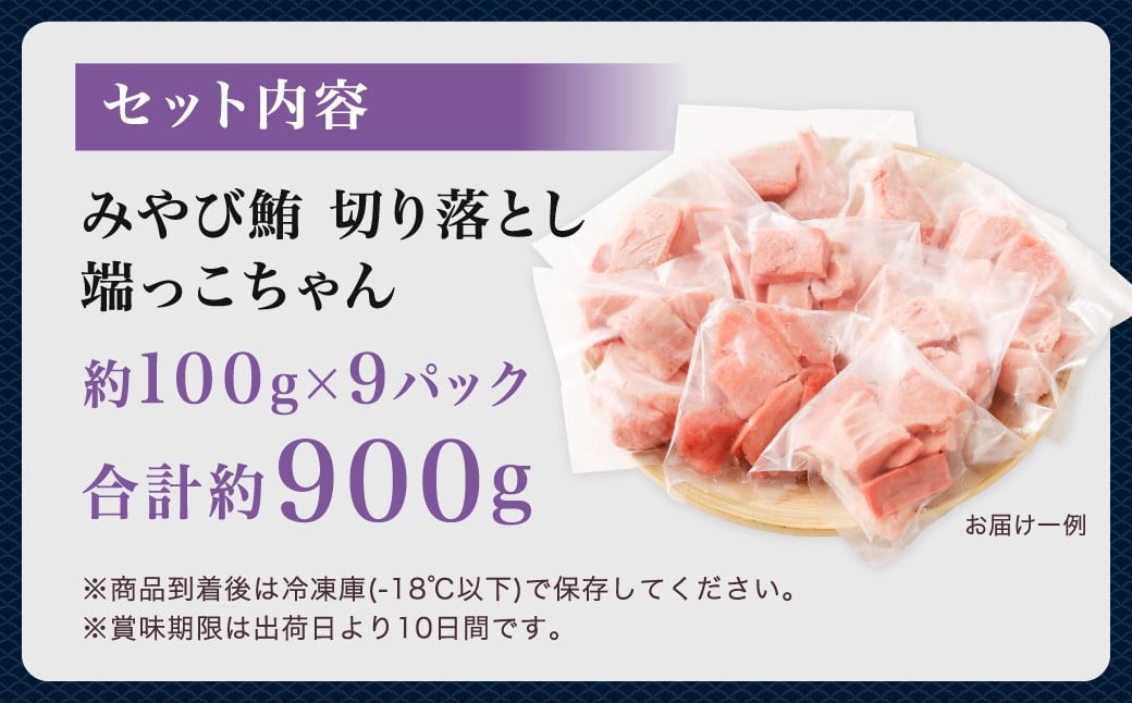 【訳あり】みやび鮪 切り落とし 端っこちゃん 計約900g（約100g×9） 9〜10人前 ／ マグロ 鮪 トロ 本鮪 本マグロ 本まぐろ 冷凍まぐろ 冷凍鮪 まぐろ 赤身 トロ 鮪赤身 鮪トロ 国産鮪 国産まぐろ 切落し きりおとし 魚 海鮮 刺身 刺し身 冷凍 長崎 長崎県 長崎市