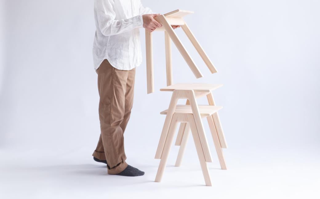 【素地仕上げ】MINAZUKI STOOL (スタッキングスツール) ヒノキ (1脚) ／ 家具 インテリア スタッキング ナチュラル シンプル ヒノキ 長崎県 長崎市