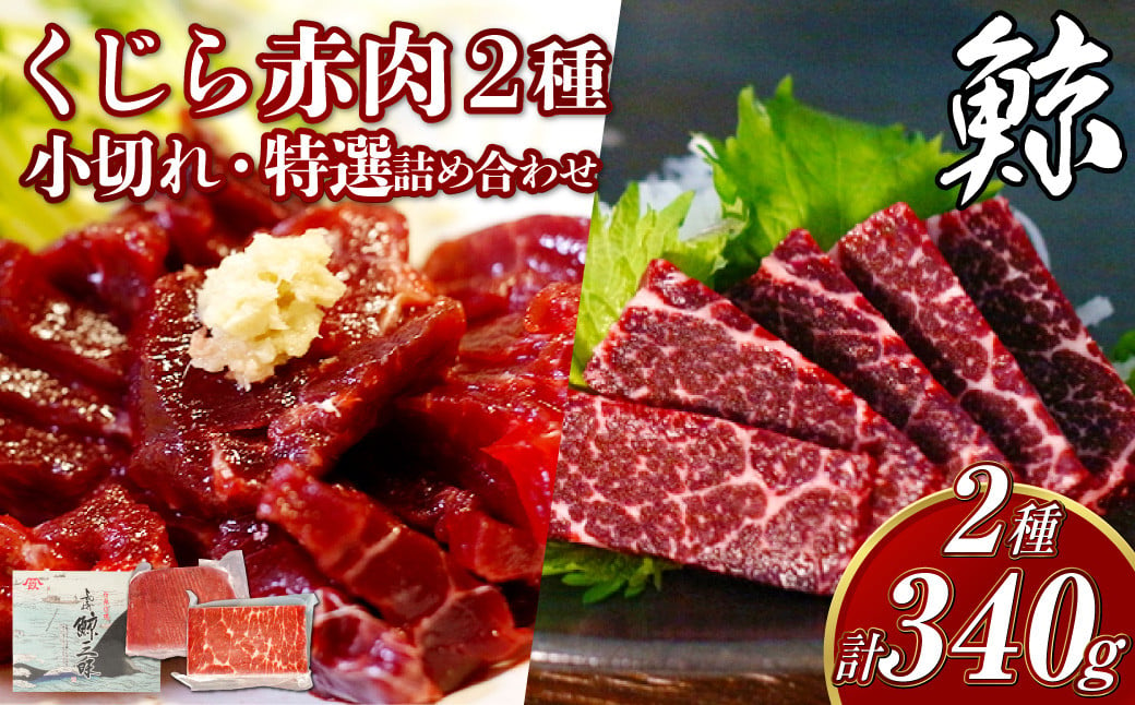 くじら 赤肉2種詰め合わせ (小切れ・特選) 合計340g ／ 鯨 クジラ肉 鯨料理 鯨肉