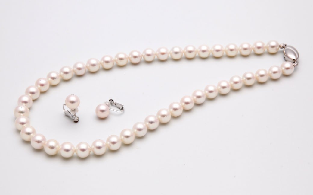 あこや真珠 (8.5－9mm珠) ネックレス & イヤリング セット ジュエリー アクセサリー