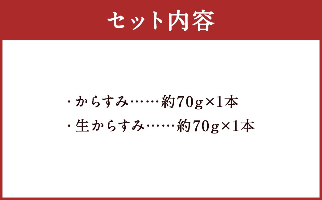 【7営業日以内発送】長崎の伝統と発祥の味 からすみ 70g + 生からすみ 70g 詰合せ （合計140g） ／ カラスミ 生カラスミ 魚卵 つまみ 鰡 ボラ ぼら 珍味 詰め合わせ セット 九州 長崎県 長崎市 冷蔵