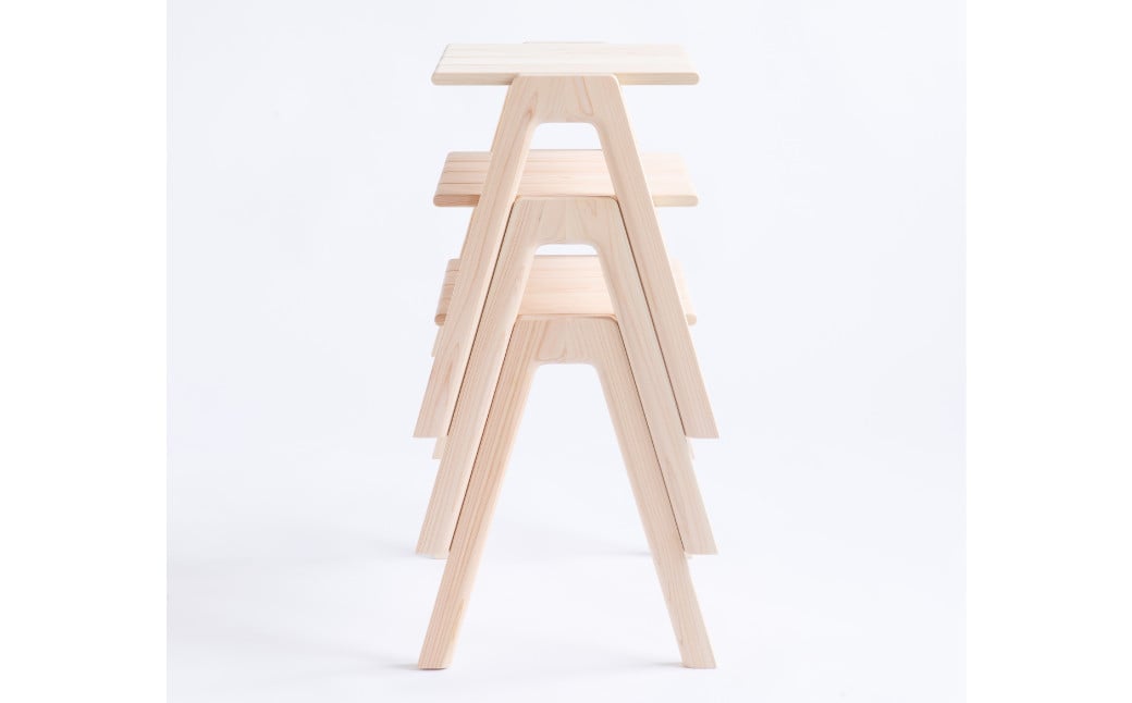 【素地仕上げ】MINAZUKI STOOL (スタッキングスツール) ヒノキ (2脚) ／ 家具 インテリア スツール ナイトテーブル シンプル ナチュラル ヒノキ 長崎県 長崎市