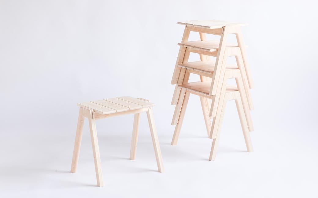 【素地仕上げ】MINAZUKI STOOL (スタッキングスツール) ヒノキ (1脚) ／ 家具 インテリア スタッキング ナチュラル シンプル ヒノキ 長崎県 長崎市