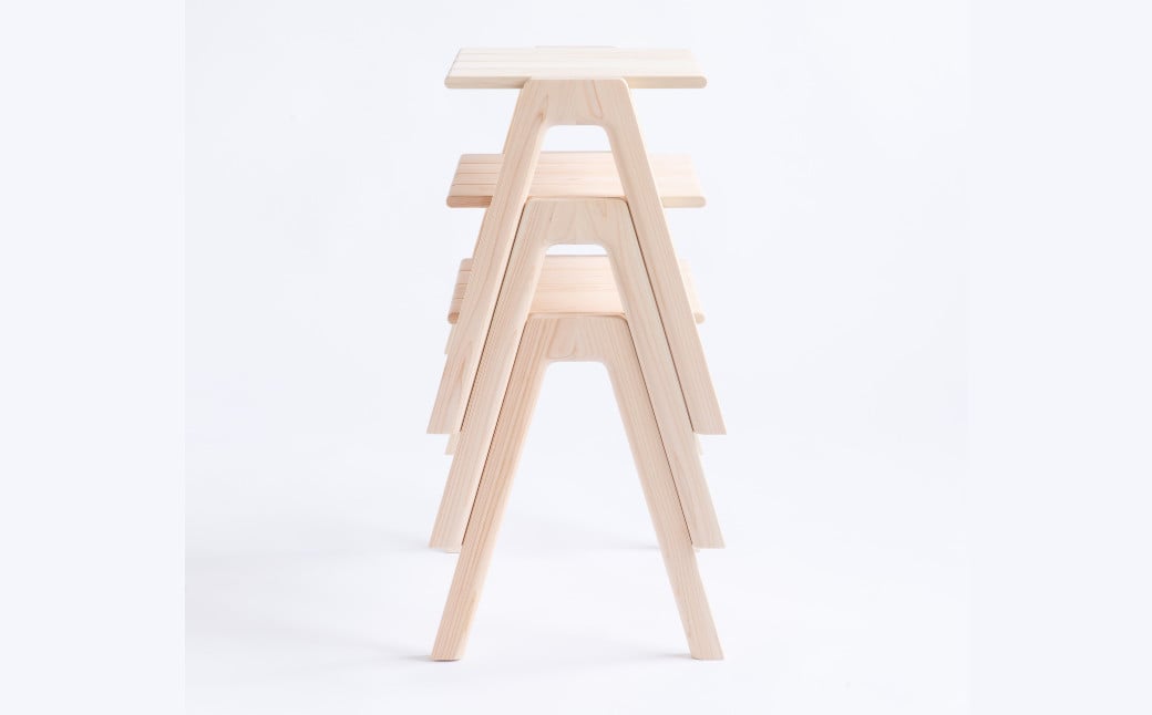 【素地仕上げ】MINAZUKI STOOL (スタッキングスツール) ヒノキ (3脚) ／ 家具 インテリア スツール ナイトテーブル シンプル ナチュラル ヒノキ 長崎県 長崎市