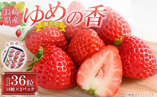 【贈答用】いちご ゆめの香 36粒 (18粒×2パック) 化粧箱 ／ フルーツ 果物 デザート ギフト イチゴ 苺 【2025年11月下旬-2026年3月下旬迄発送予定】