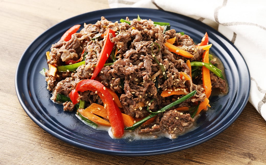 【全12回定期便】国産牛 プルコギ 約1.2kg (300g×4) ／ 肉 お肉 牛肉 牛 簡単調理 焼き肉 焼肉 韓国料理 グルメ 冷凍 惣菜 炒めるだけ 肉のマルシン 長崎県 長崎市