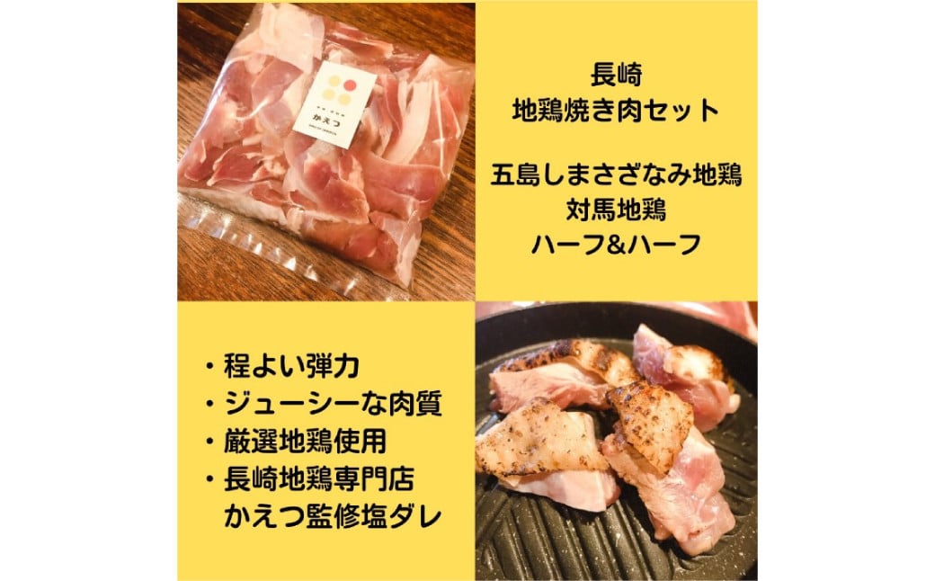 【長崎二大地鶏焼肉】食べ比べセット (250g×2種) 自家製タレ付き ／ 肉 お肉 鶏肉 鶏 地鶏 国産 カット済み 冷凍 真空パック 焼き肉 BBQ 長崎県 長崎市