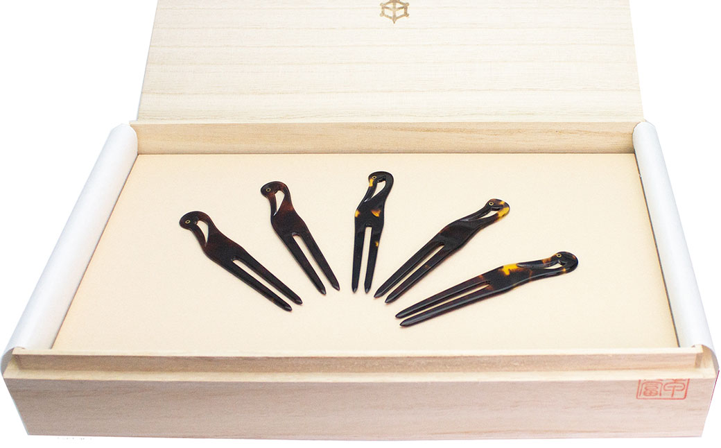 【7営業日以内発送】【限定5】本べっ甲 ツルフォーク 計5本 セット ／ 鼈甲 べっこう べっ甲 フォーク 鶴フォーク 長崎県 長崎市