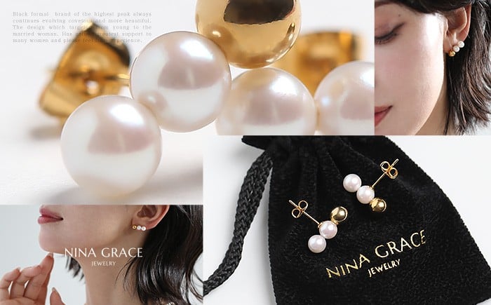 【7営業日以内発送】あこや真珠 ピアス 5.5-6.0mm サージカルステンレス 316L 3連 トリプル パール レディース アクセサリー ゴールド